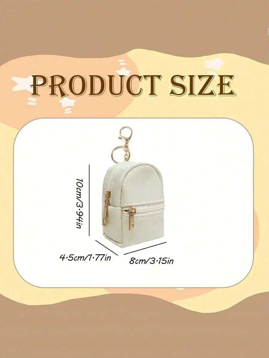 

Mini Backpack Keychain PU Cosmetic Pouch For Women Zipper Accessory