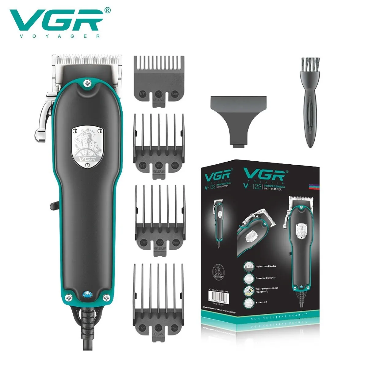 VGR Hair Clipper Professional Hair Cutting Machine Electric Wired Hair Clipper Adjustable Trimmer for Men V 123