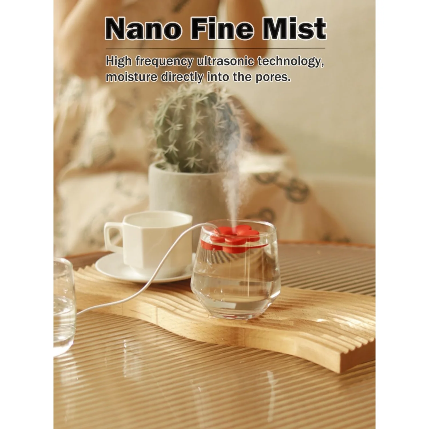 مرطب USB على شكل زهرة صغيرة، صانع الانحلال اللطيف، مبيد بالموجات فوق الصوتية، مرطب هواء شخصي محمول مقاوم للماء للسرير