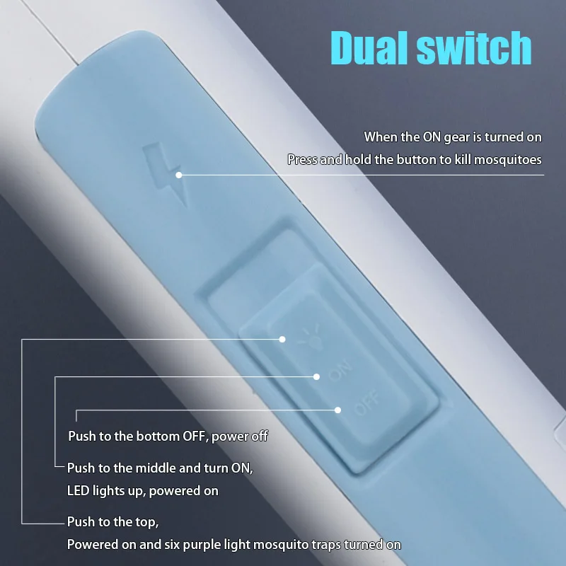 전기 모기 스와터 모기 킬링 램프, 배터리 자체 교체 가능, USB 충전 케이블 및 베이스 이중 사용