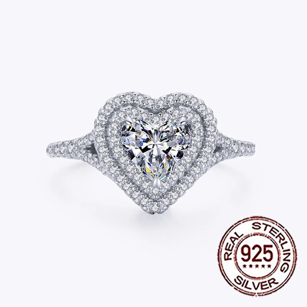 

CWWZircons Роскошные кольца из стерлингового серебра 925 пробы с кубическим цирконием в форме большого сердца для женщин, свадебные и помолвочные украшения, подарки SR055