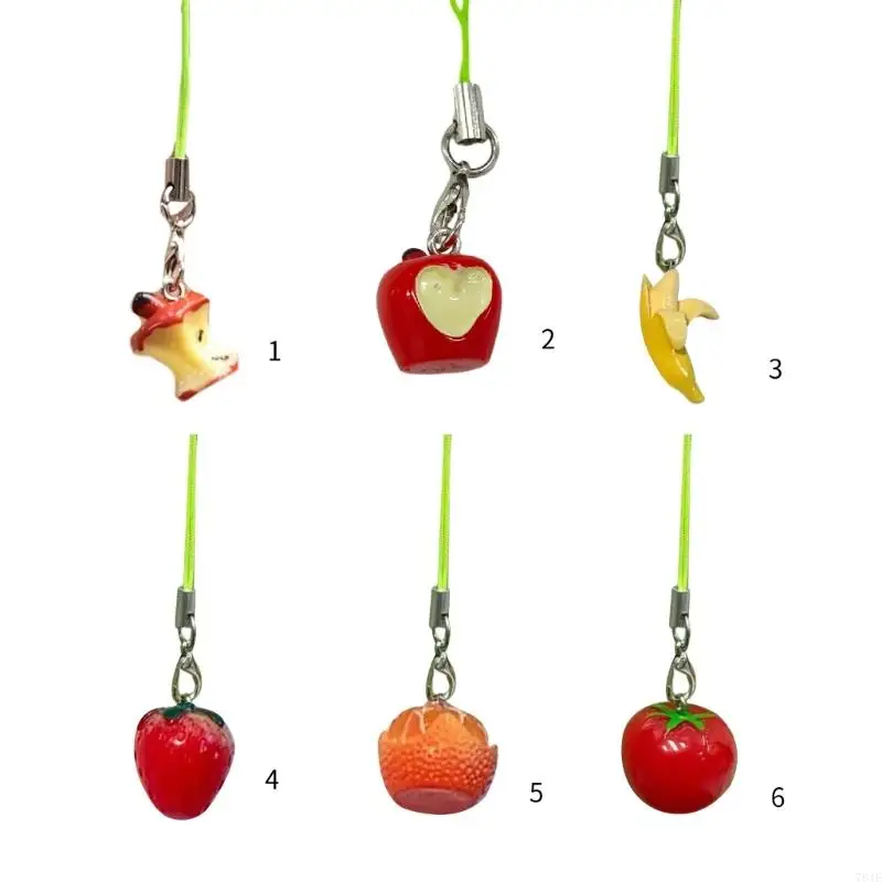 781E Multi Color Phone Lanyard Fruit Shapes Pendant Wrist Strap Detachable Phone Chains Keyring Portable Accessory for Women