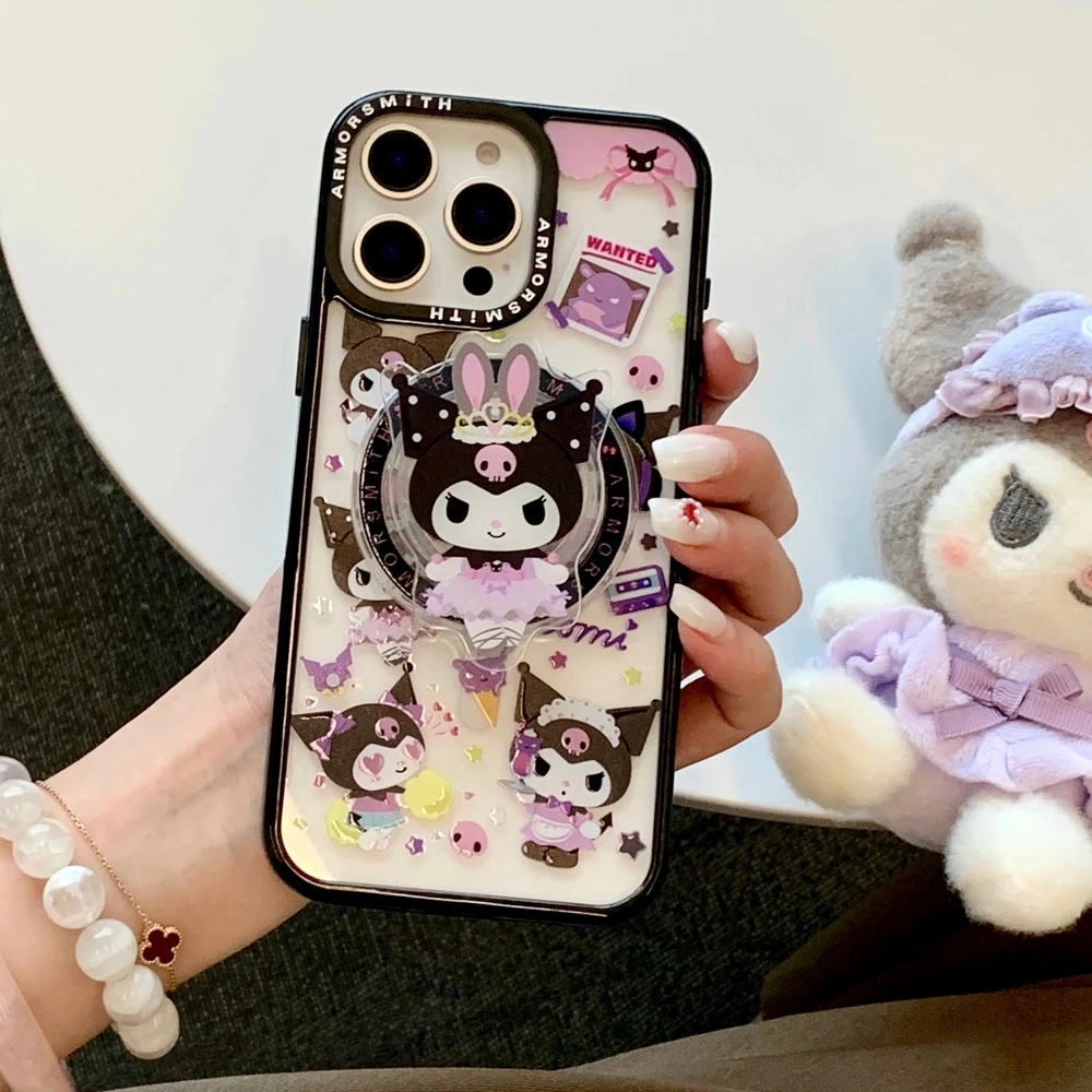 لطيف الكرتون سانريو كورومي حامل مغناطيسي Magsafe اللاسلكية تهمة جراب هاتف آيفون 17 16 15 14 13 12 11 برو ماكس غطاء