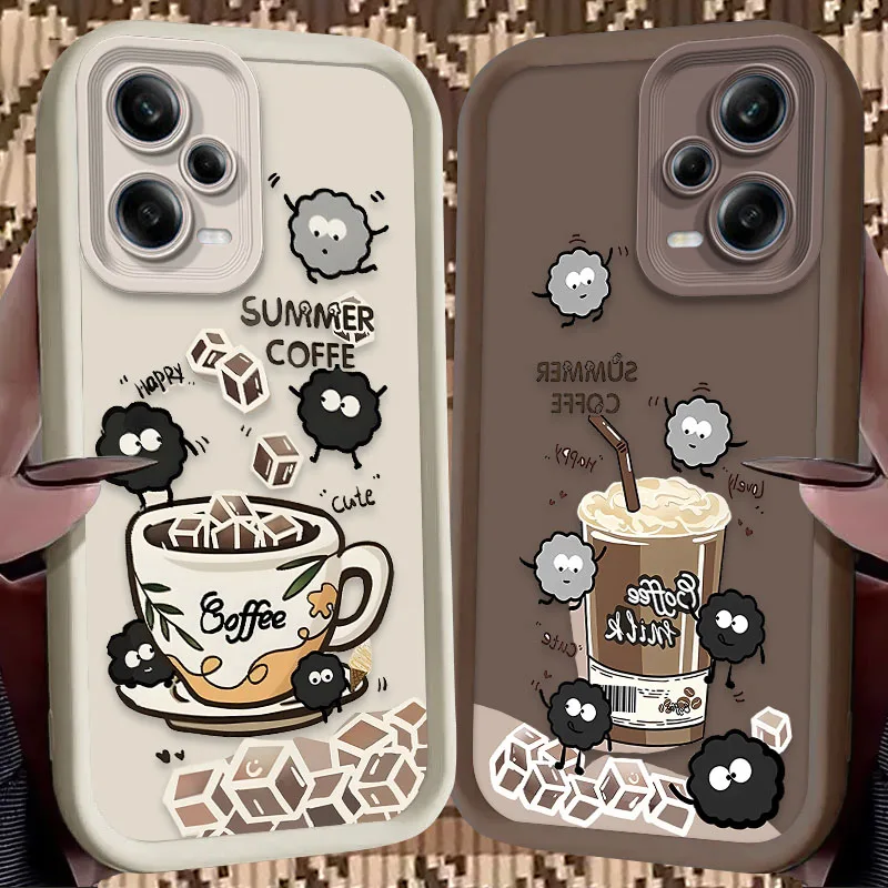 Case for Xiaomi Redmi Note 13 12 11 Pro Plus 4G 5G 12S 11S 10S 10 9 9S Redmi 14C 13C 12C A3 12 Black Monster Eggette Coffee Capa