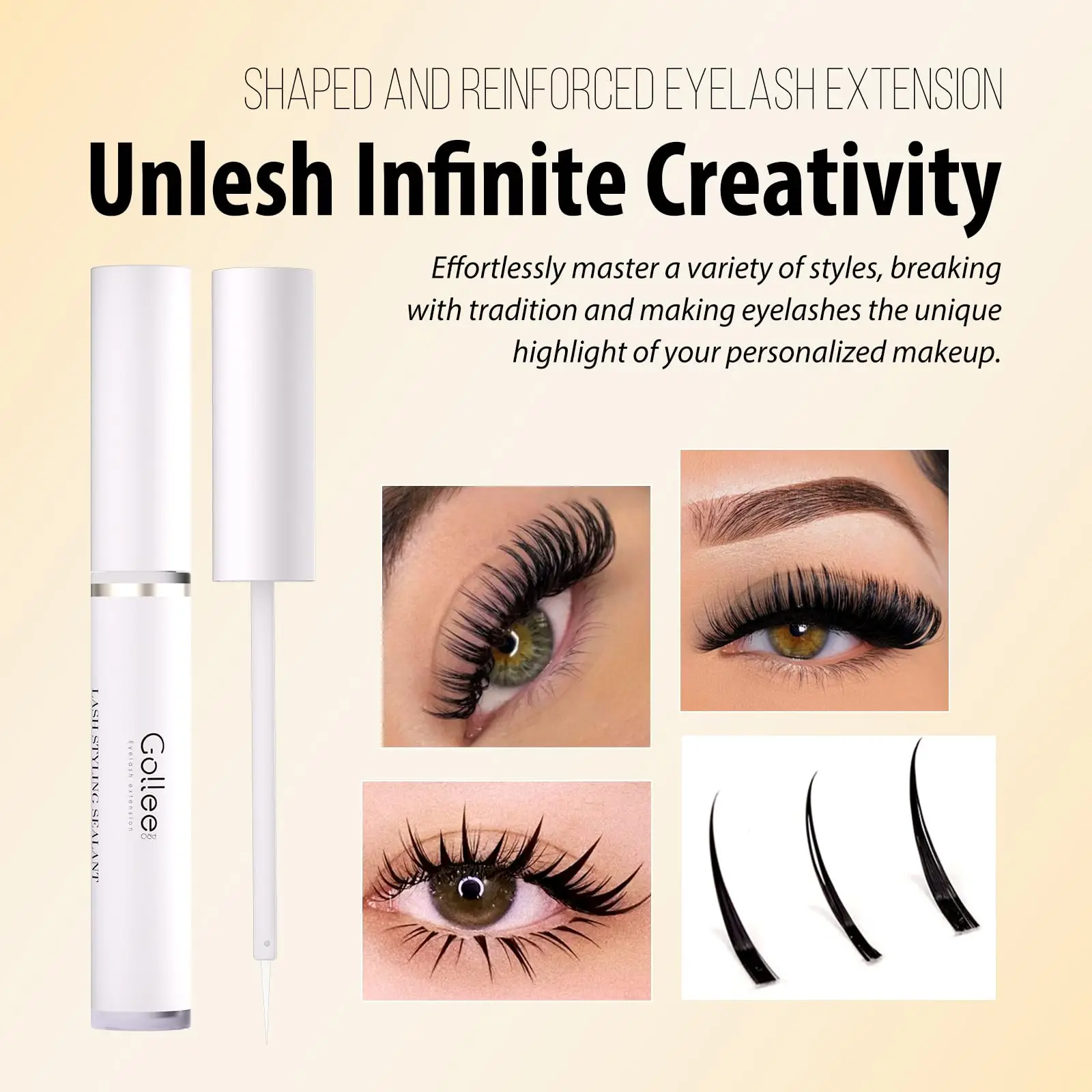 Gollee Lash Styling Sealant 10ml Soft Brush Lash Styling Gel Non-White Residue Fast Drying Salon Grade for False & Natural Lash
