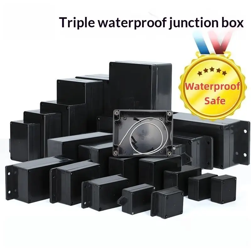 1/3Pcs Plastic Electronic Project Instrument Case IP65 Waterproof Black Junction Box Outdoor Container Power Enclosure Tools