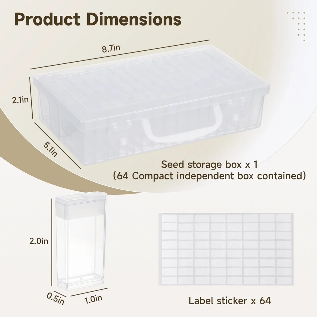 Plastic Seed Storage Box Seed Storage Organizer With 64 Independent Compact Boxes Seed Organizer Label Stickers Seed Container