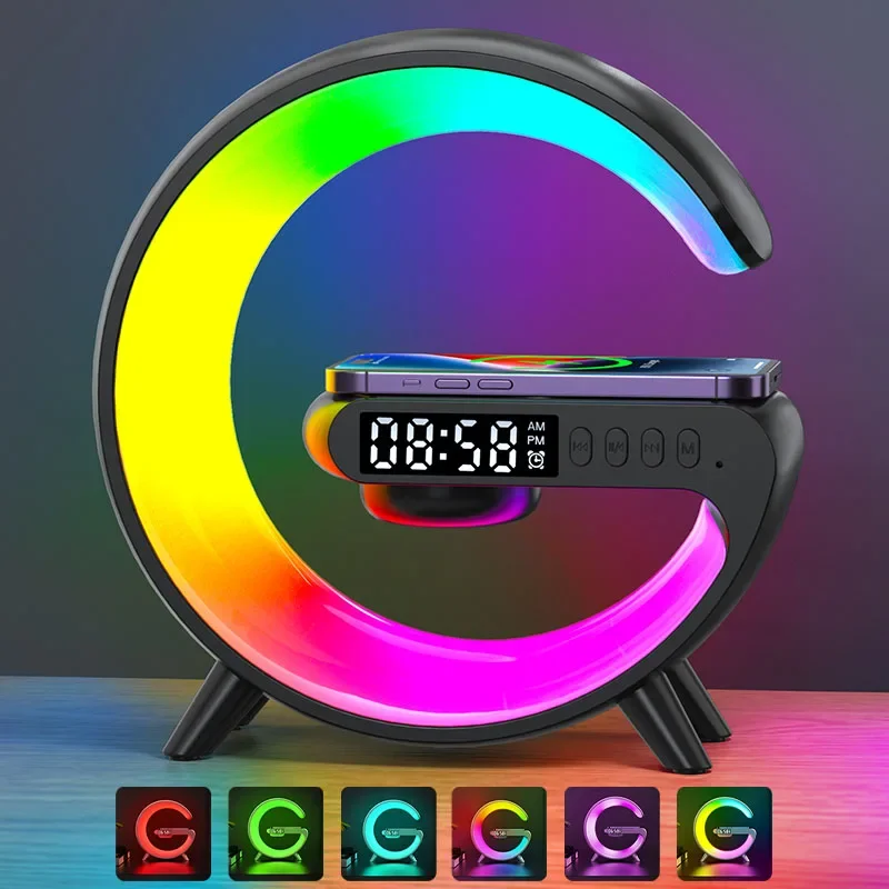 

Светодиодный Smart Wake Up Light RGB ночник с беспроводным динамиком 15 Вт Беспроводная перезаряжаемая настольная лампа для спальни Прикроватная игровая комната