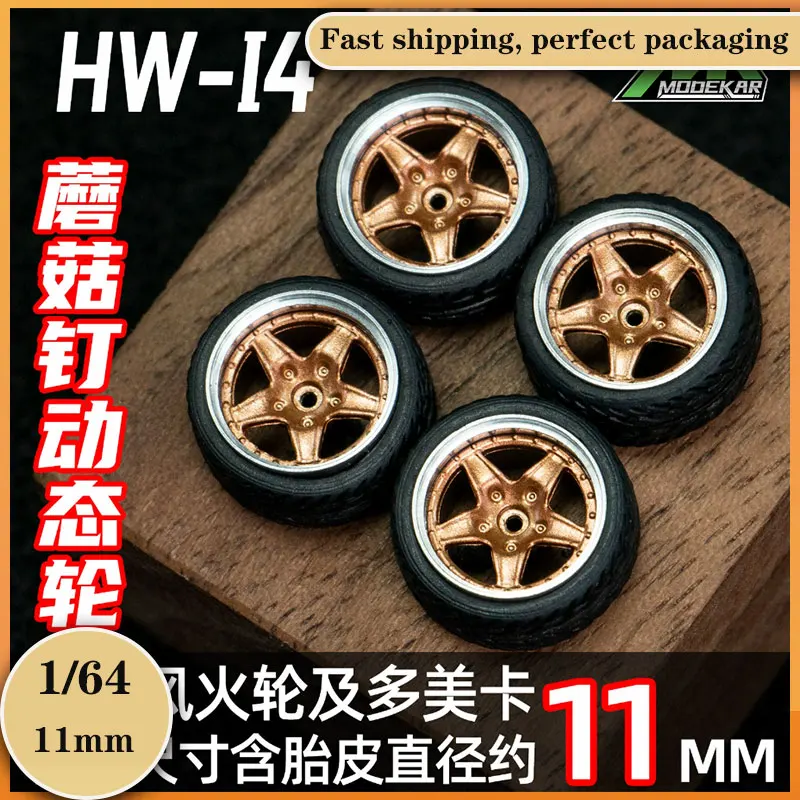 1/64 MK Model Samochodu Modyfikowane Koła 11mm z Łożyskami Koła z Żywicy Gumowe Opony Odpowiednie do Modeli Samochodów w Skali 1:64 Prezent na Boże Narodzenie