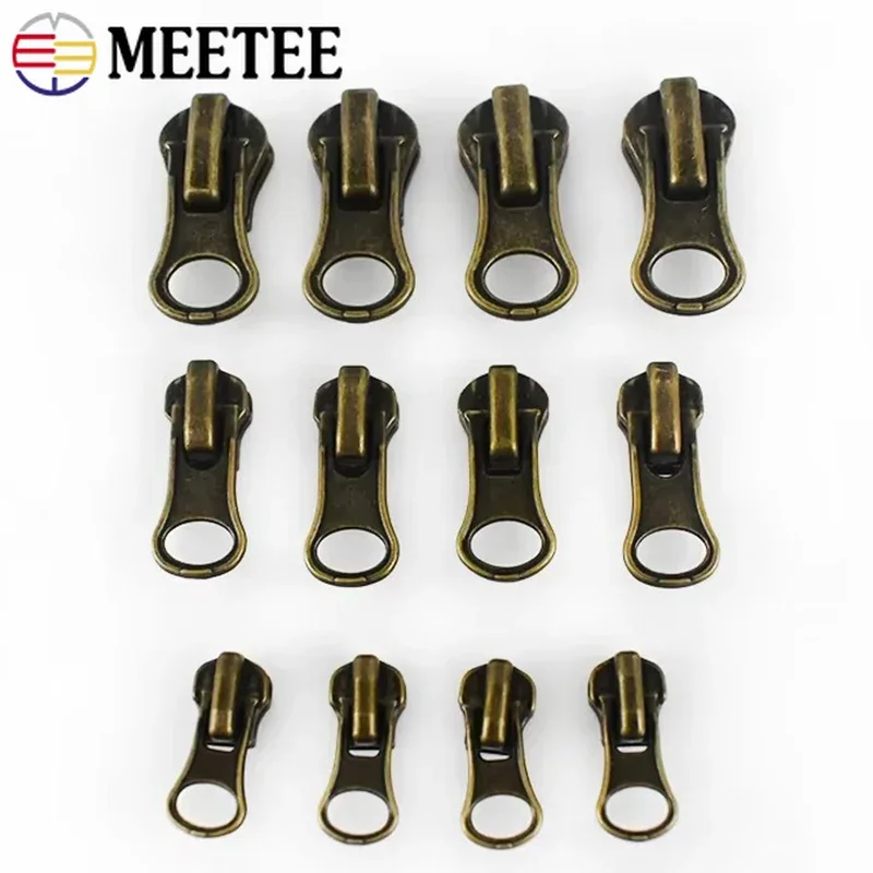 

10-50Pcs 3# 5# 8#Bronze Sewing Zipper Slider for Metal Zippers Bag Zip Head Backpack Zips Closure Repair Kit Garment Accessories