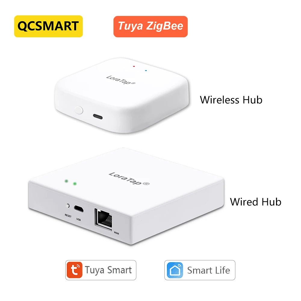

QCSMART Tuya Smart Life ZigBee 3.0 Wired&Wireless Multi-mode Gateway Hub ZigBee Mesh Scene intelligent linkage Center