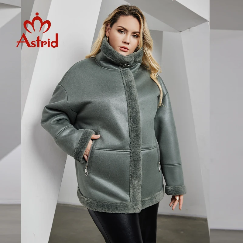 Astrid Damesjack Winter 2023 Plus Size Donsjassen Geïntegreerd Verdikte Fleece Pluche Bontjas Dames Parka Dameskleding