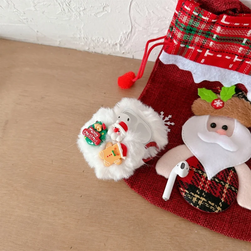 Apple AirPods3/43D クリスマスイヤホンケースPRO2/PRO3ソリッドカラープラッシュシェル2カートゥーンプロキシに適しています。