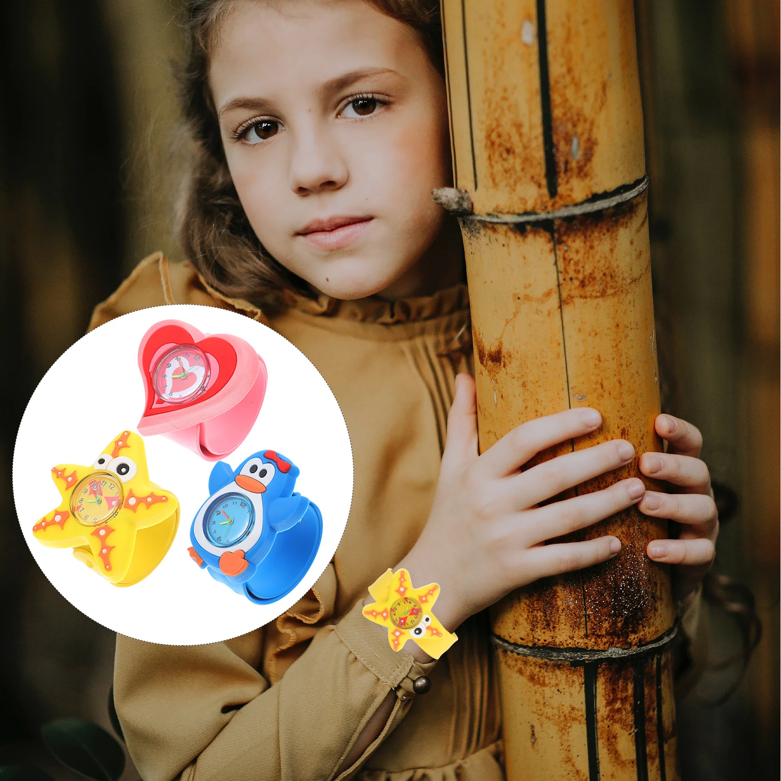 3 قطع كارتون ساعة سيليكون باند تصميم ثلاثي الأبعاد أرقام عربية واضحة تعلم ساعة اليد للطلاب ساعة جميلة