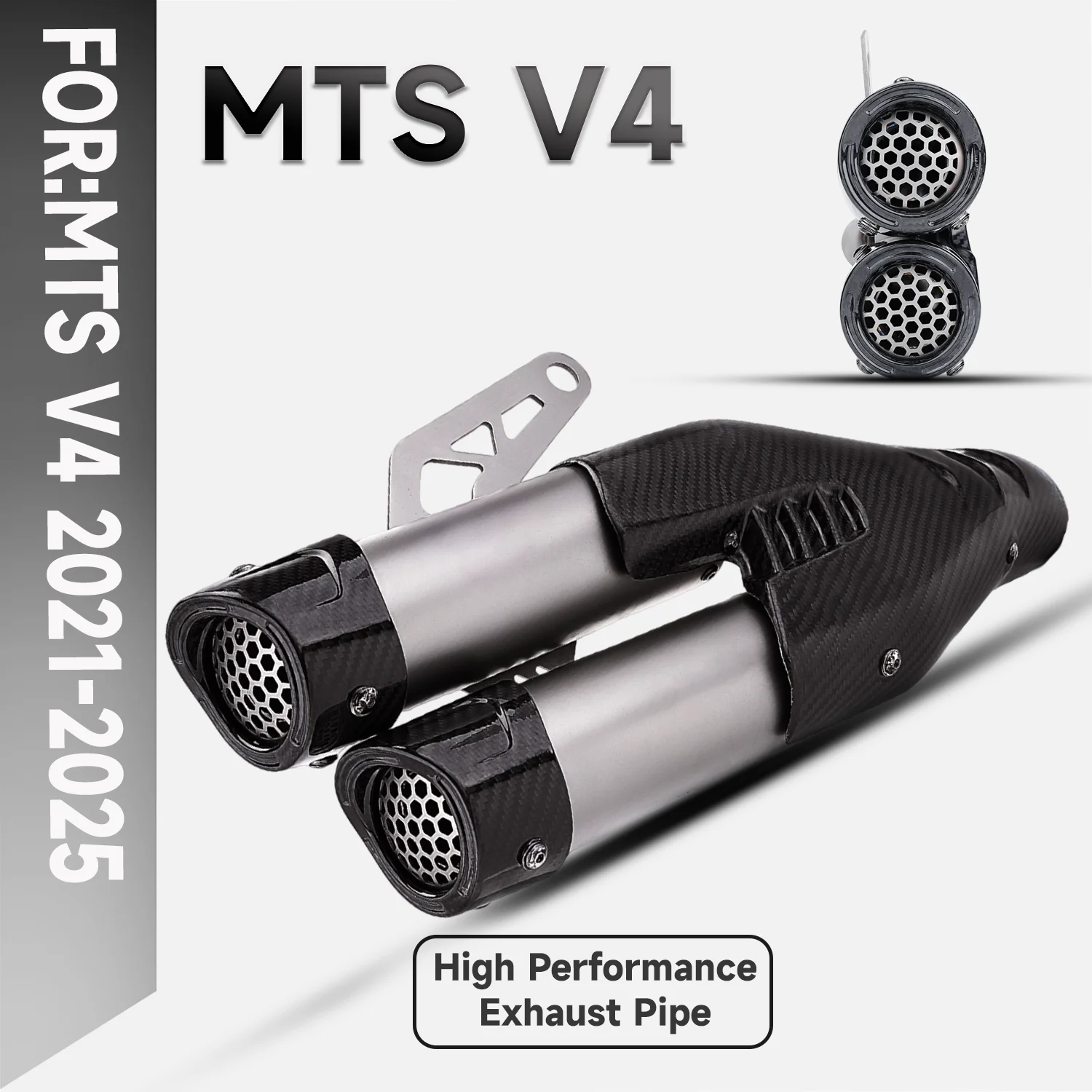 

For Multistrada V4 Motorcycle exhaust system Termi dual outlet Ti. with carbon fiber escape muffler for Multistrada V4 MTS V4
