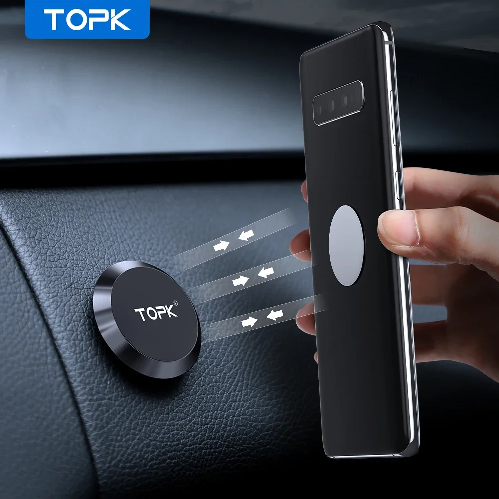 Suporte Magnético para Telefone de Carro TOPK, Montagem no Painel e Para-brisa, Suporte Universal para iPhone, Samsung, Xiaomi