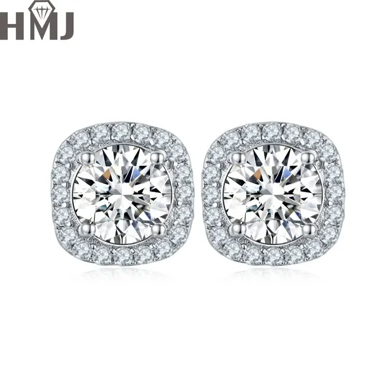 100% 925 Sterling Silver 1 Carat Moissanite Stud Earrings Hip Hop Rock Style Couple Men Women Anniversary Birthday Gift