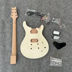 Semi-finished DIY Electric Guitar Kits with Hardware Water ripple veneer Mahogany Body Rosewood Fingerboard guitarra