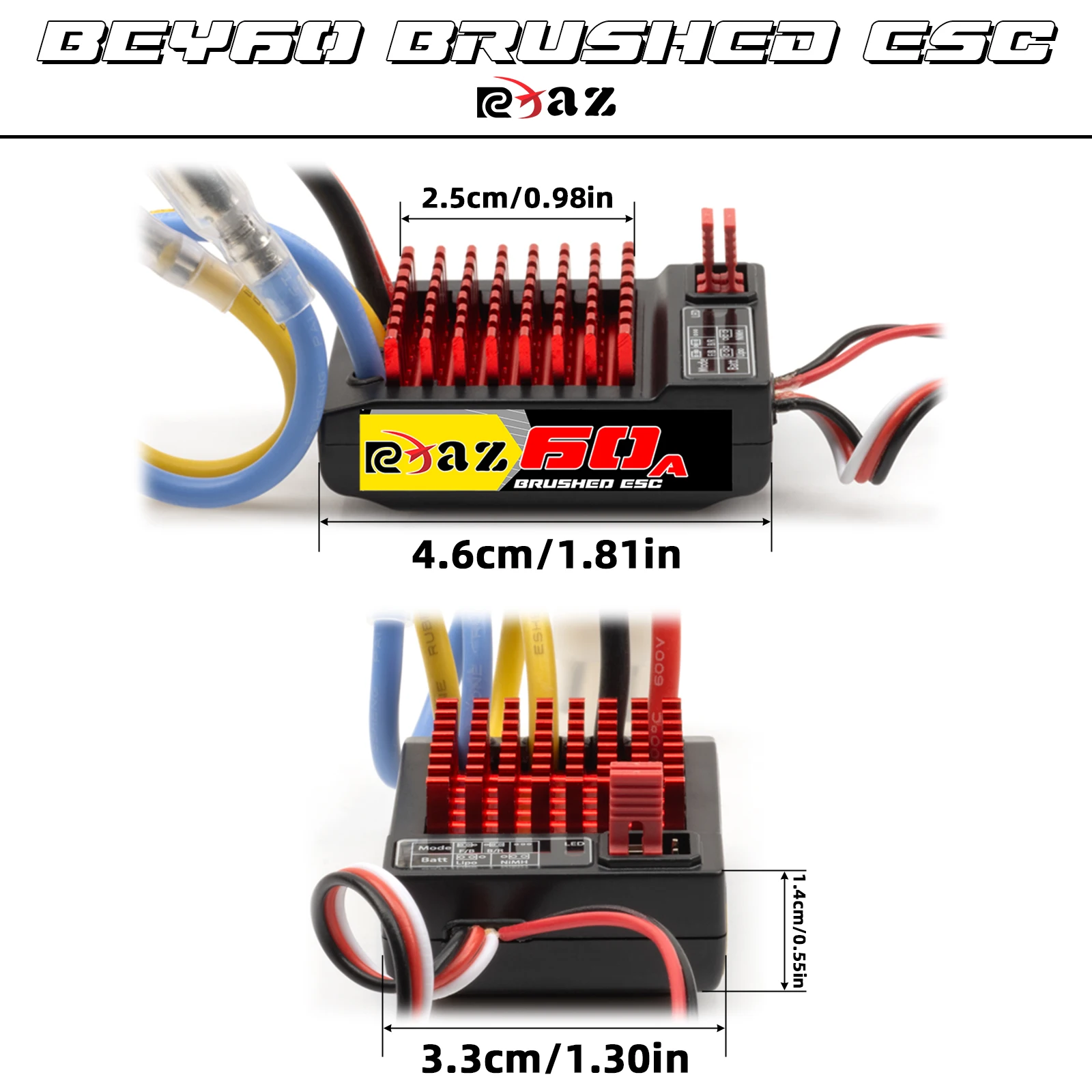 RCXAZ 540 Brushed Motor Matched AEY60 Bidirectional 60A Brushed ESC Combo, RC Upgrade Mod Kit For 1/10 RC Vehicle Arrma Traxxas HSP Redcat RC4WD Tamiya Axial SCX10 D90 1/10 RC Crawler Offroad Truck Buggy - Random Recon