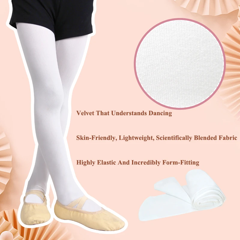 

Girls 800D 90D Soft Ballet Tights Seamless White Dance Pantyhose Breathable Dance Stockings for Comfortable Movement