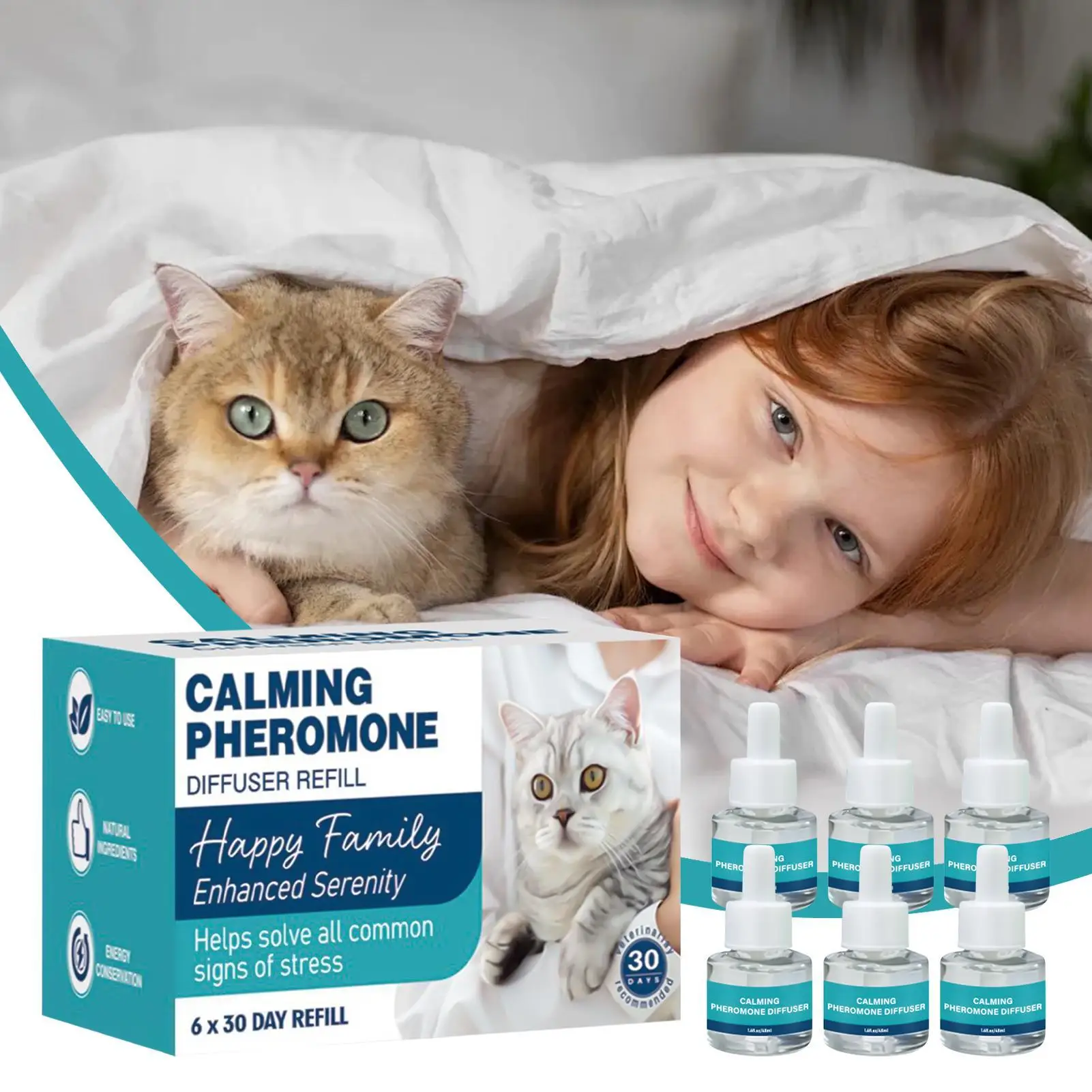 Успокаивающий диффузор для кошачьих феромонов, успокаивающая жидкость для нескольких кошек, успокаивающая поведение котенка, поддержка отслаивания, царапин