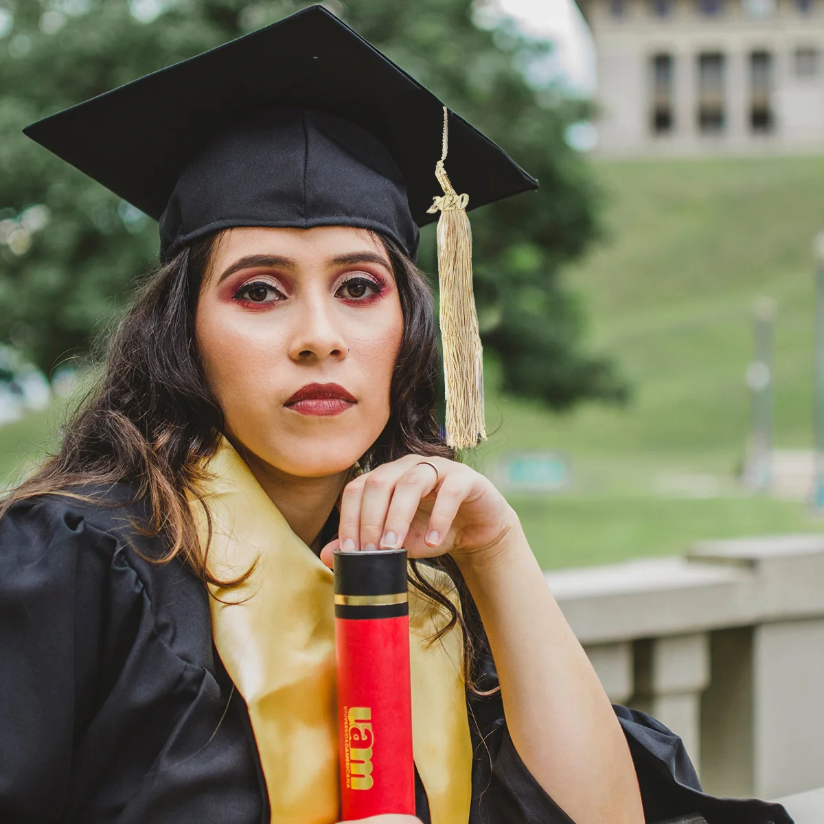 

Golden 40cm Doctor Bachelor Hat Tassel Pendant Graduation Accessories Polyester Material No Peculiar Smell Souvenir Keepsake