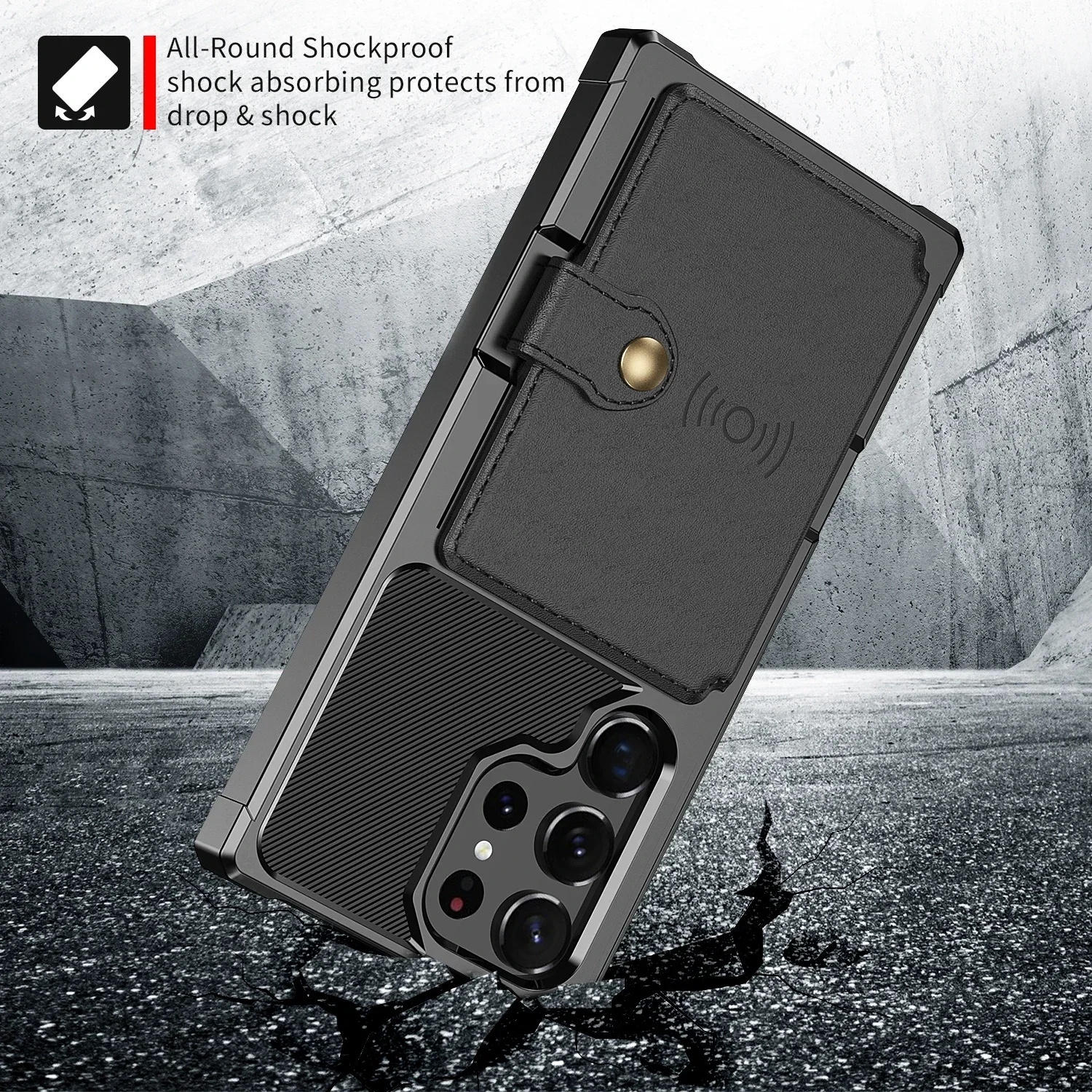 For Samsung Galaxy S25 S24 S23 Ultra S25 Plus Credit Card Case PU Leather Flip Wallet Cover with Photo Holder Hard Back Cover