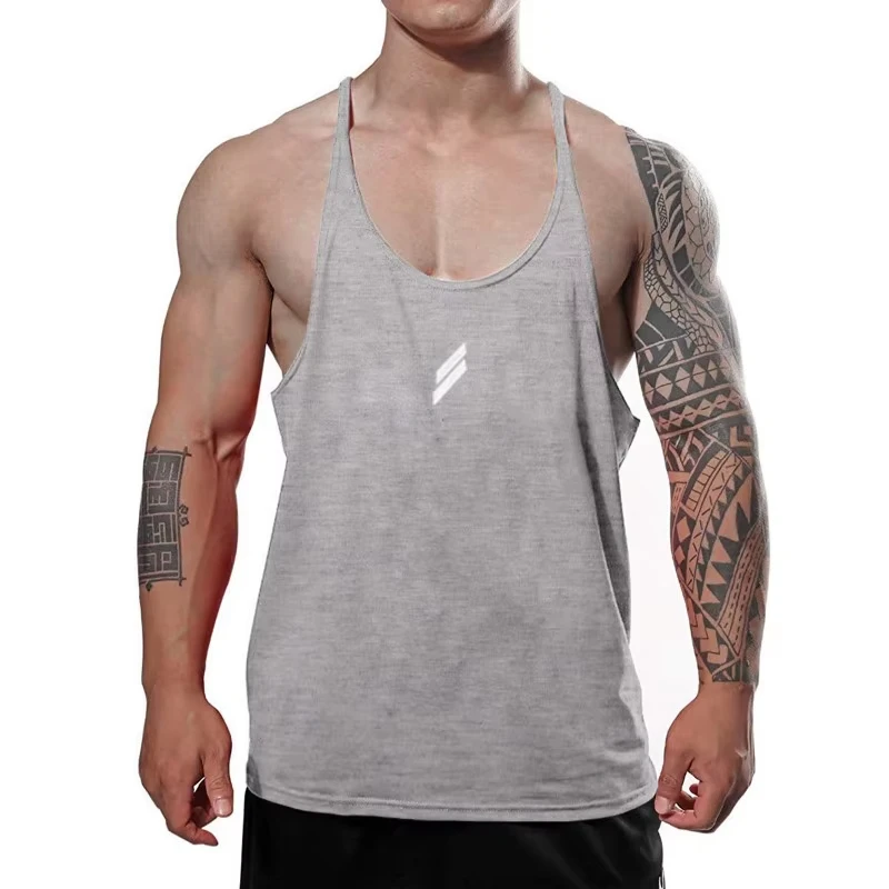 Cotton Tank Tops Men’s Summer Breathable Y-shaped Vest Outdoor Brand Sleeveless Swearshirt Fitness Tops Running Sportswear