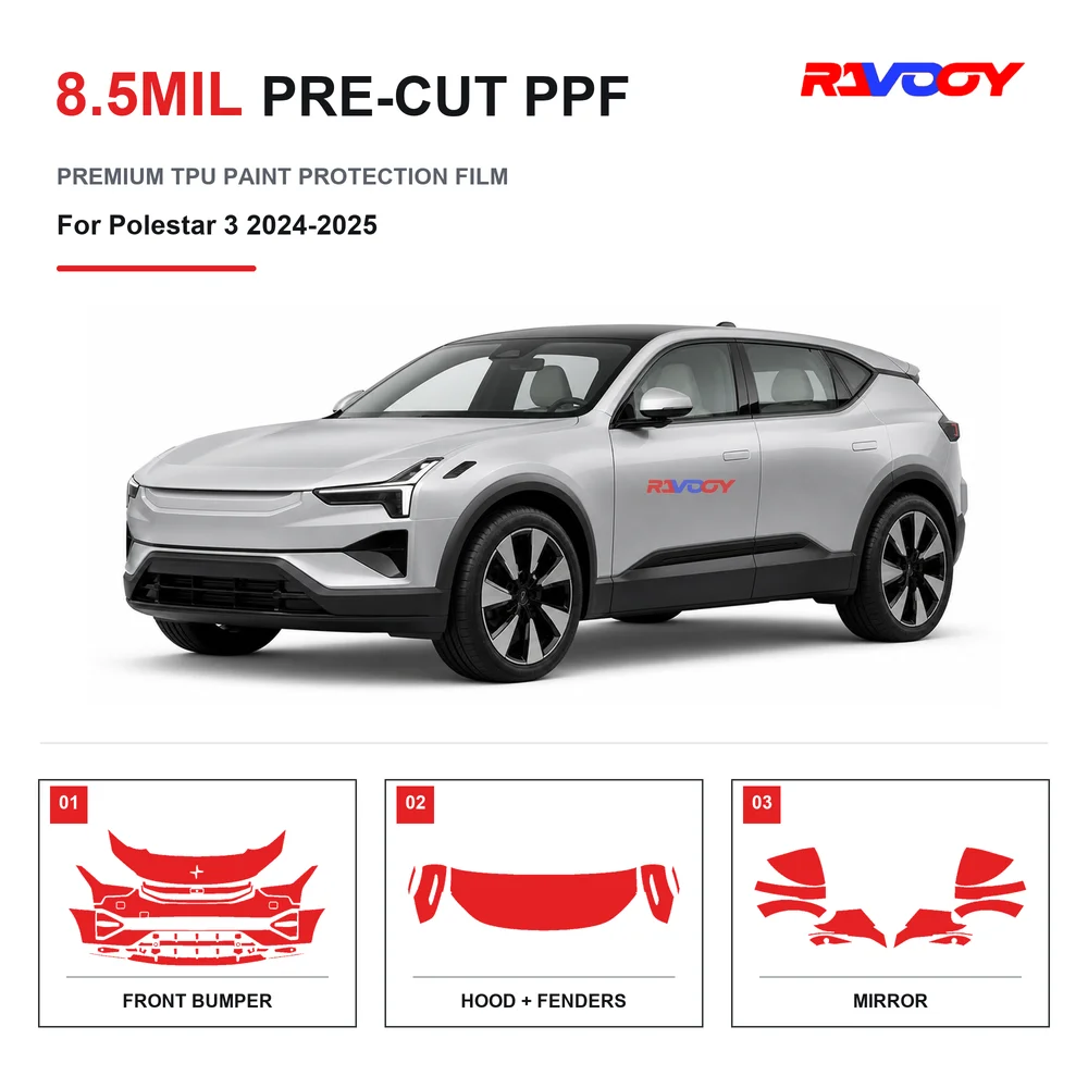 Precut PPF For Polestar 3 2024-2025 8.5mil TPU Clear Paint Protection Film Self Healing Hydrophobic UV Stone Chip Guard
