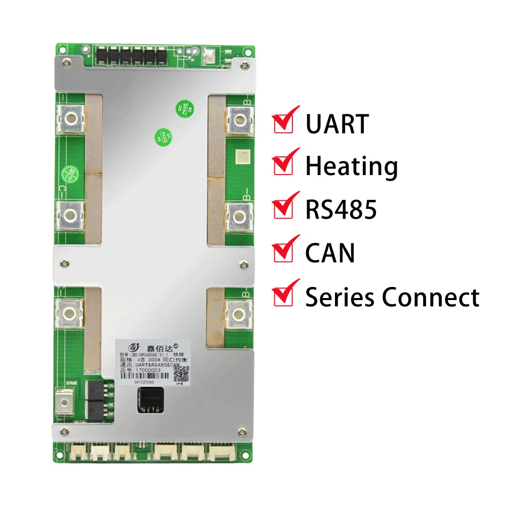 Imagem -06 - Jiabaida Li-ion Smart Bms com Rs485 Pode Série do Aquecimento Conectar Corrente Alta Lifepo4 250a 300a 4s 12v