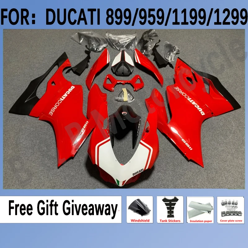 

Injection mold Motorcycle Whole Fairings Kit Fit For Ducati 899 1199 12 13 14 Panigale 959 1299 15 16 17 18 Fairings Red White