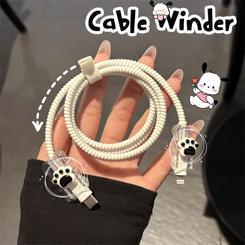 4Pcs/Set Cable Winder Spring Rope Sznurek USB Cable Protector Dla Apple IPhone Dla Samsung Xiaomi Huawei Kabel Protect Dekoracja