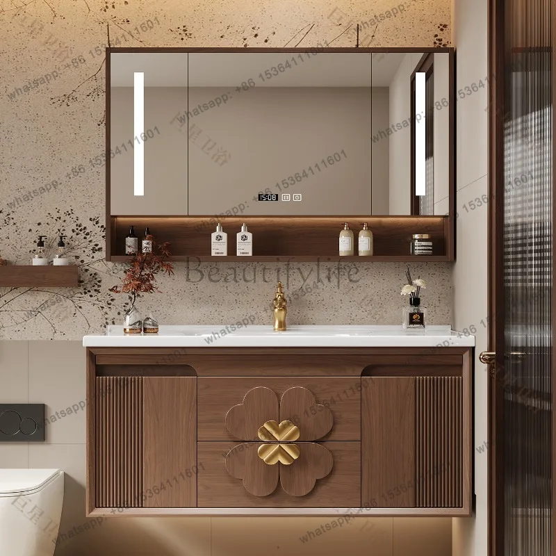 YJ Toilet Storage Cupboard Organizer Mirror Partitions Space Saver Wooden Luxury Modern Cupboard Drawers Gabinete Room Furniture