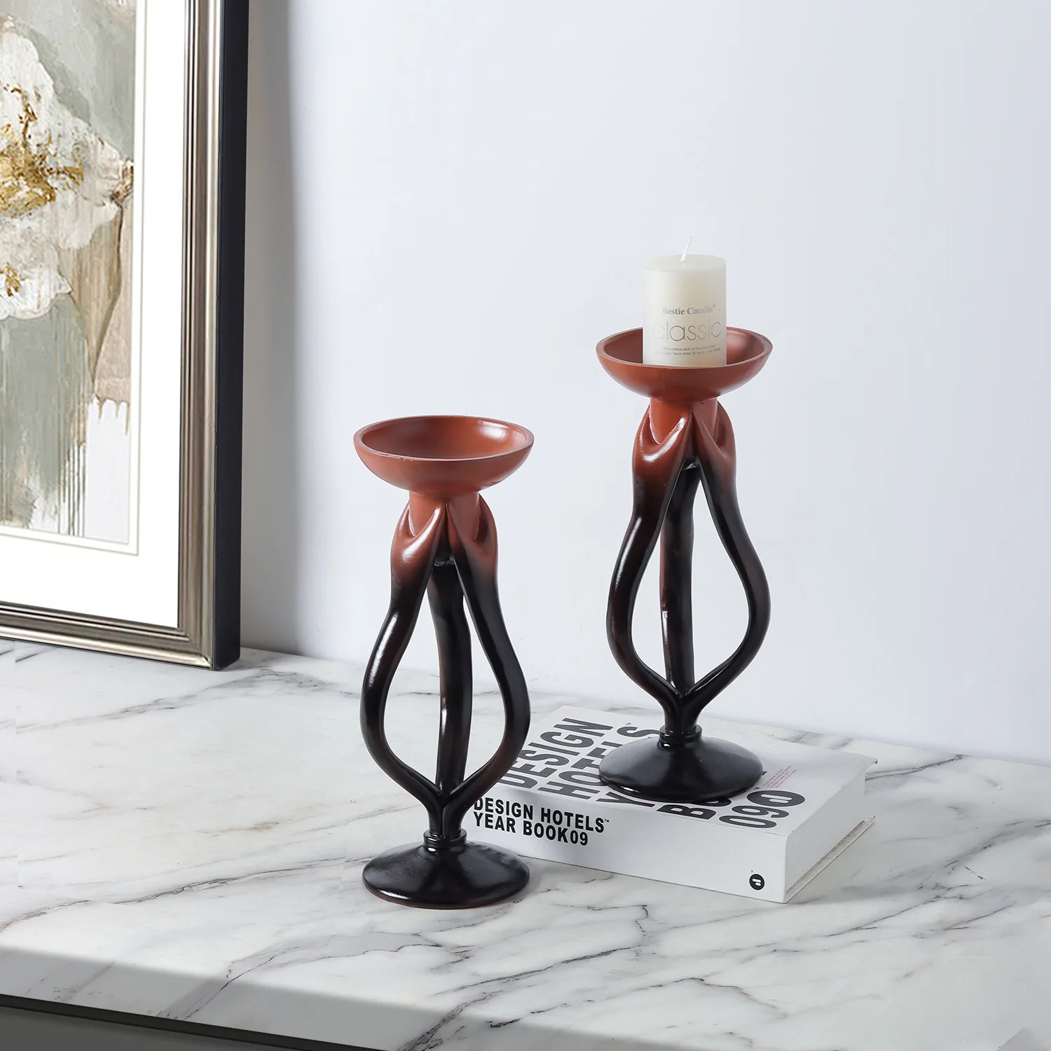 

Подсвечник из полимерной смолы с ажурным узором, абстрактный, для хранения на рабочем столе, декор для дома