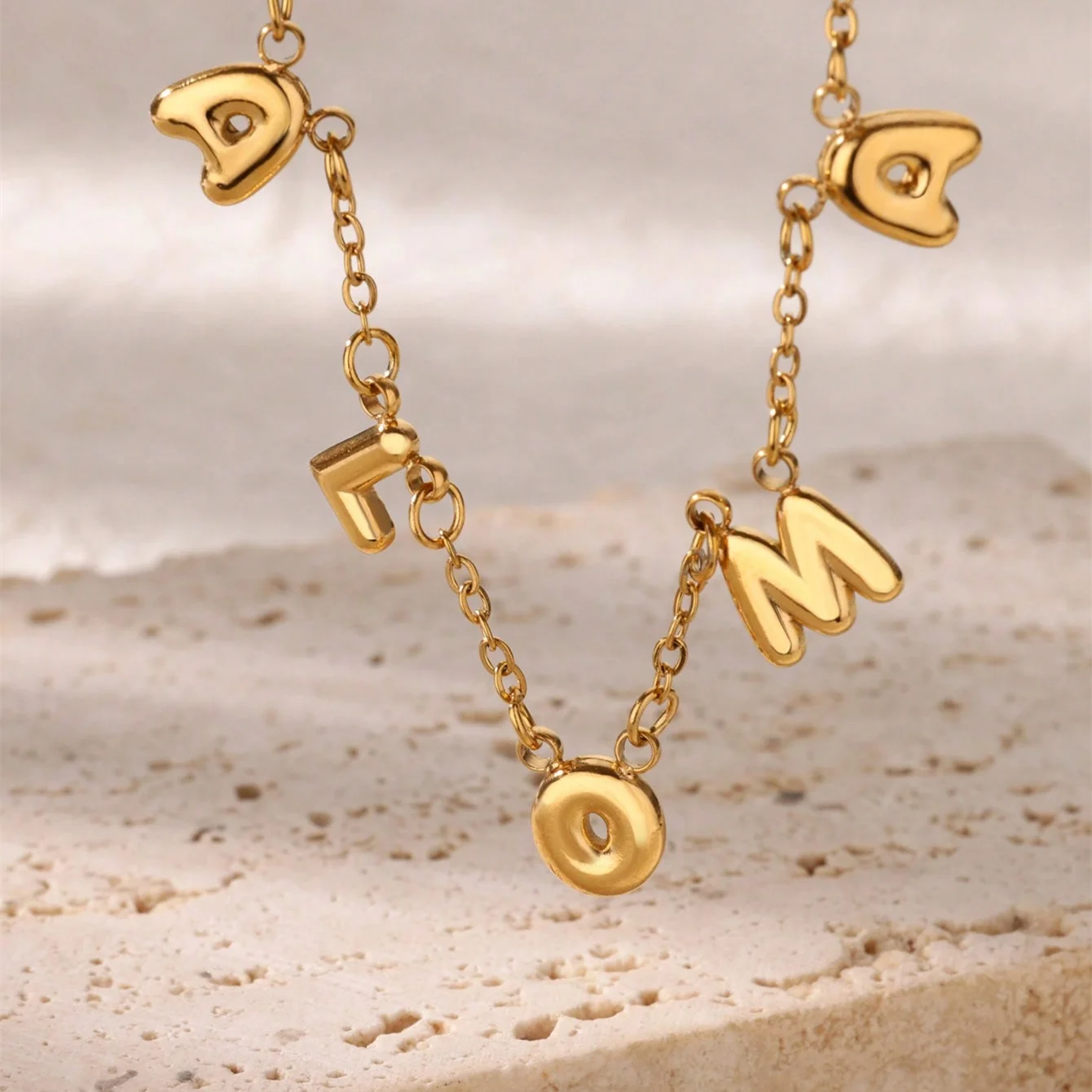 Chunky Custom Bubble Letter Necklace For Women Stainless Steel Personalized Name Necklaces Jewelry Party Gift