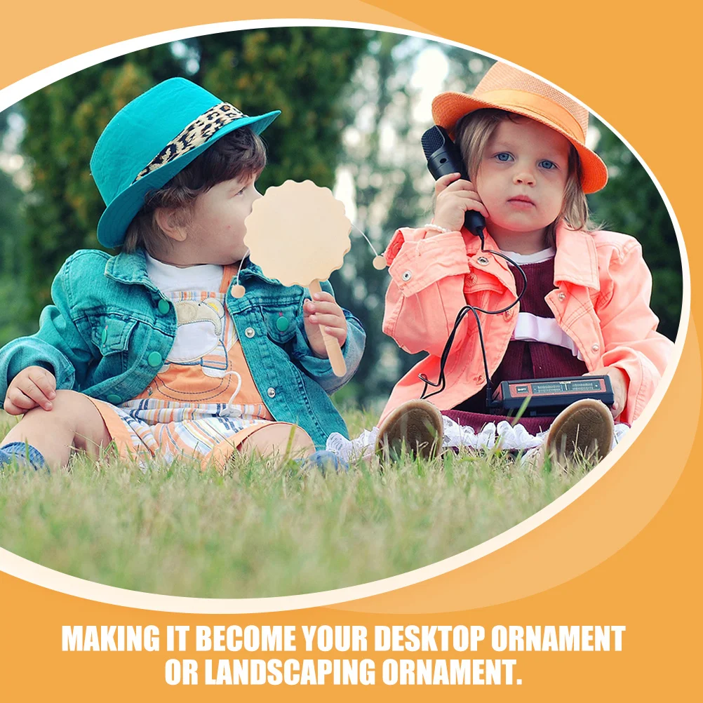 

2Pcs Unfinished Rattle-Drum Wooden Crafts Blank DIY Hand-Painted Ornament for Desktop Home Decor Painting Activity Wood