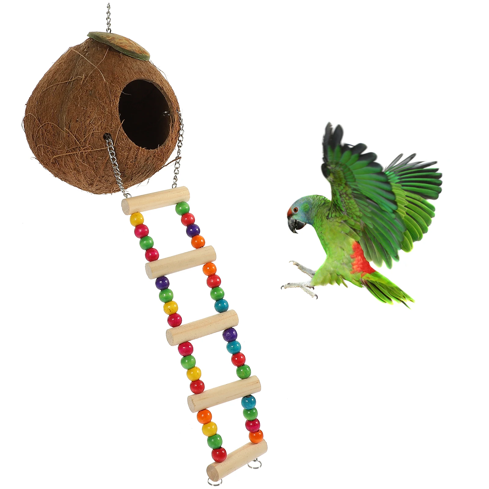 

1 set Coconut Shell Bird Nest Natural Hanging Sleeping Bed, Decorative Resting Birdhouse, Breeding Cage For Parrots Small Birds,