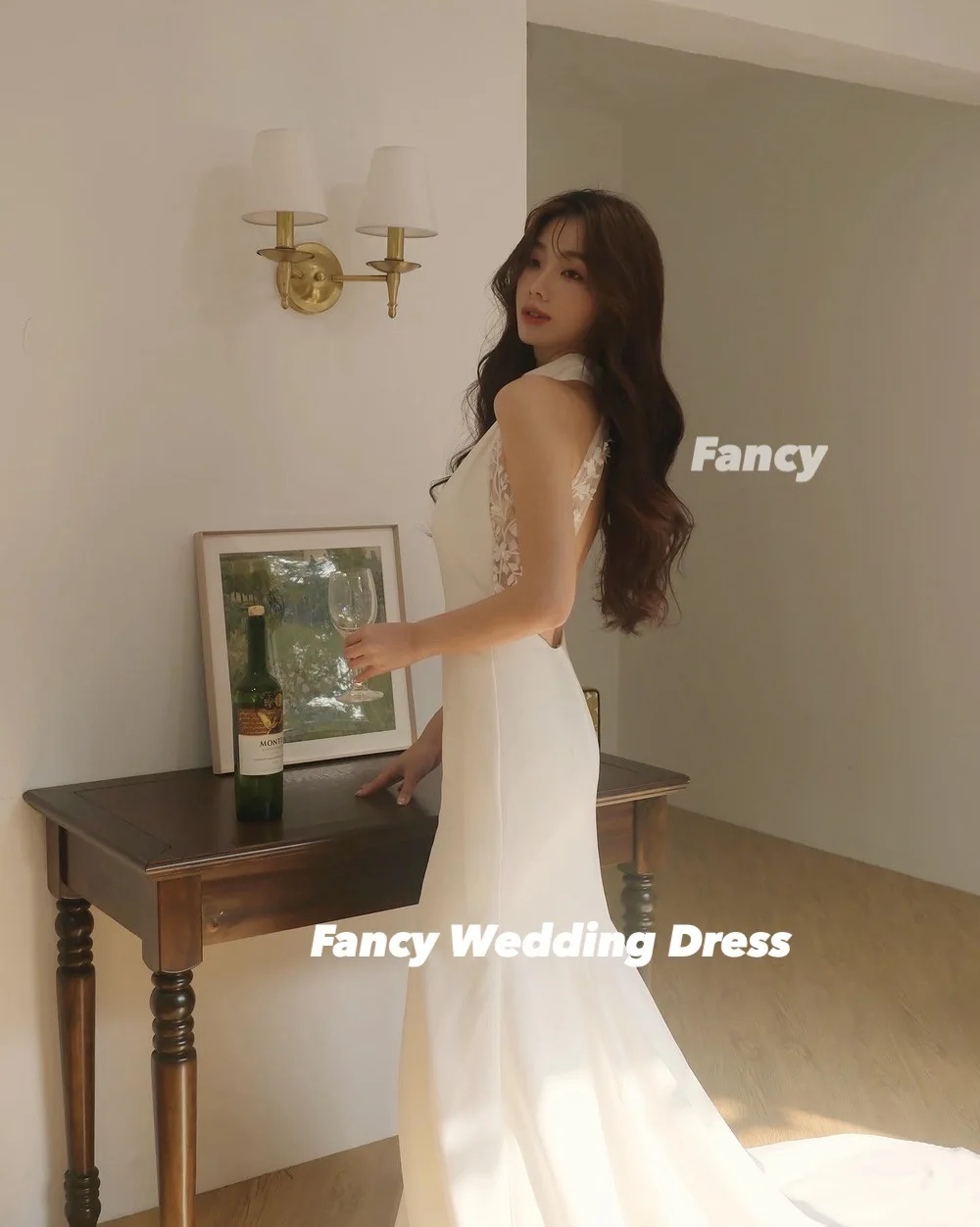 يتوهم جودة عالية الدانتيل كوريا فستان الزفاف حورية البحر الرقبة العالية مساء اللباس عودة البريدي الكرة ثوب الزفاف الجلباب حسب الطلب #3