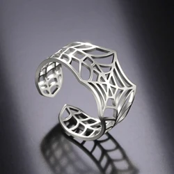 Skyrim Punk Spider Web Ring per donna uomo acciaio inossidabile creativo aperto anelli regolabili 2024 coppia gioielli regalo all'ingrosso