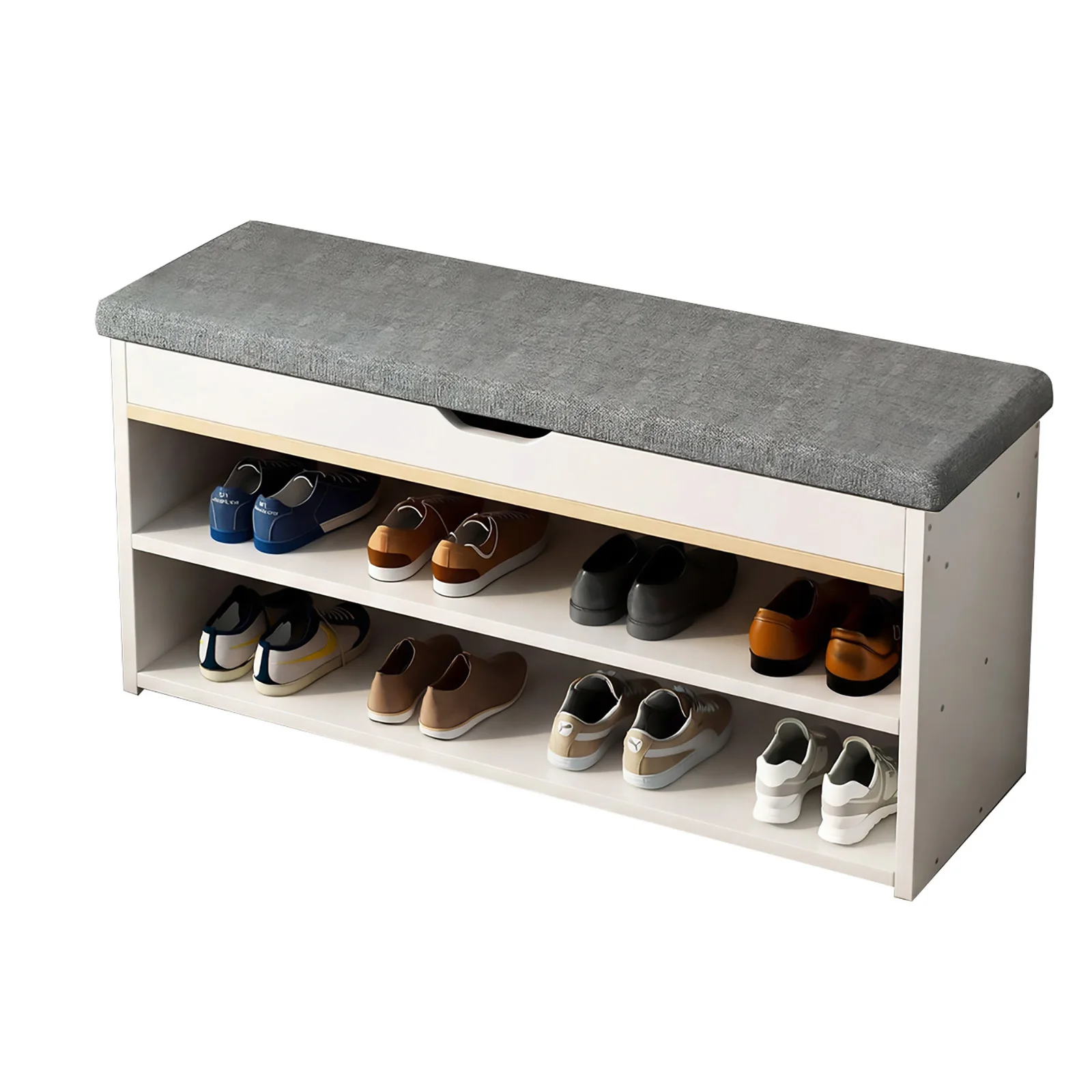 Eingangsbereich-Panel, Eingangshalle, Schuhwechselhocker, Sitzgelegenheit am Eingang, Langer Hocker, Schuhschrank, Integriertes Schuhregal