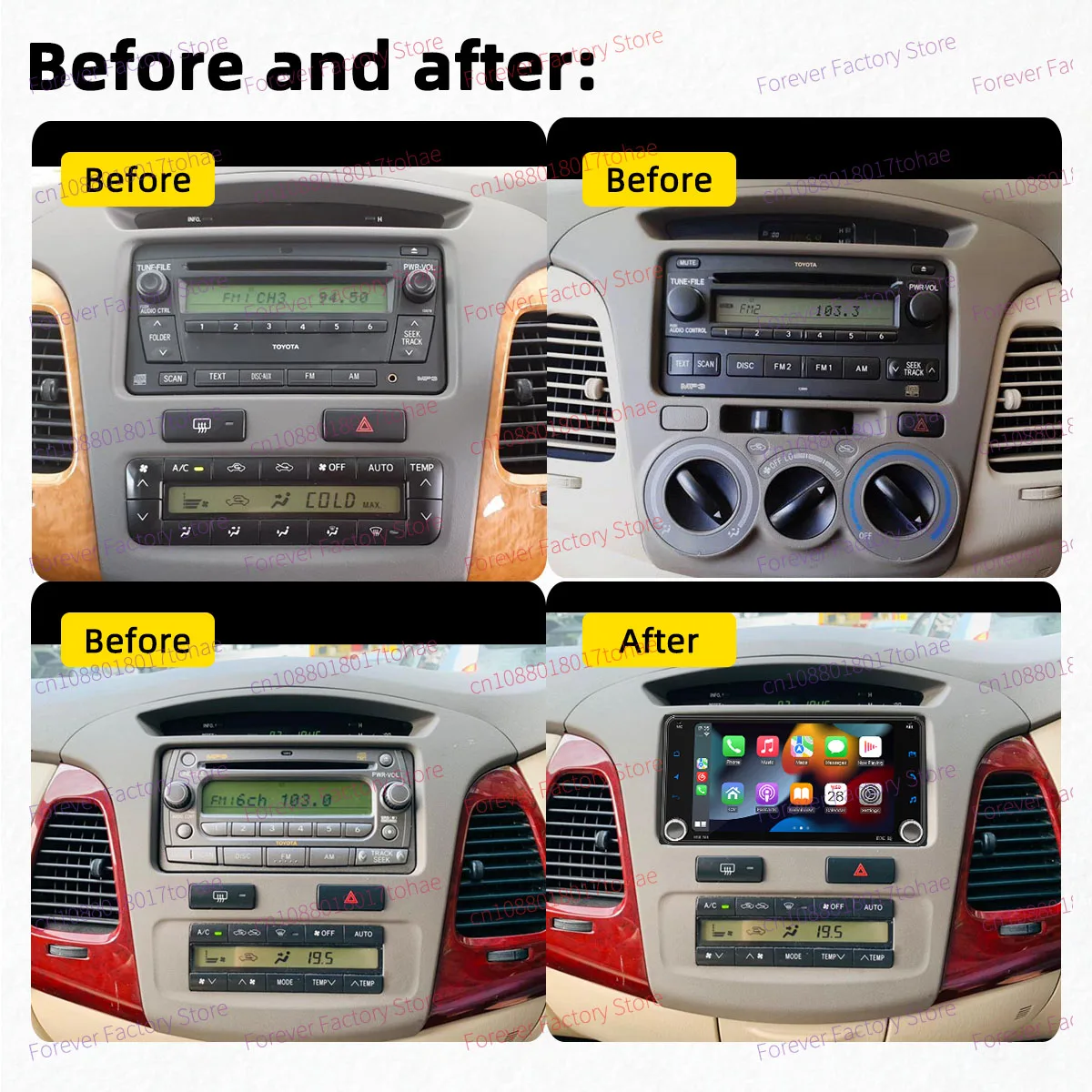 For Toyota Innova 2003-2015 Wireless Carplay Autoradio 2 Din Android Radio 7