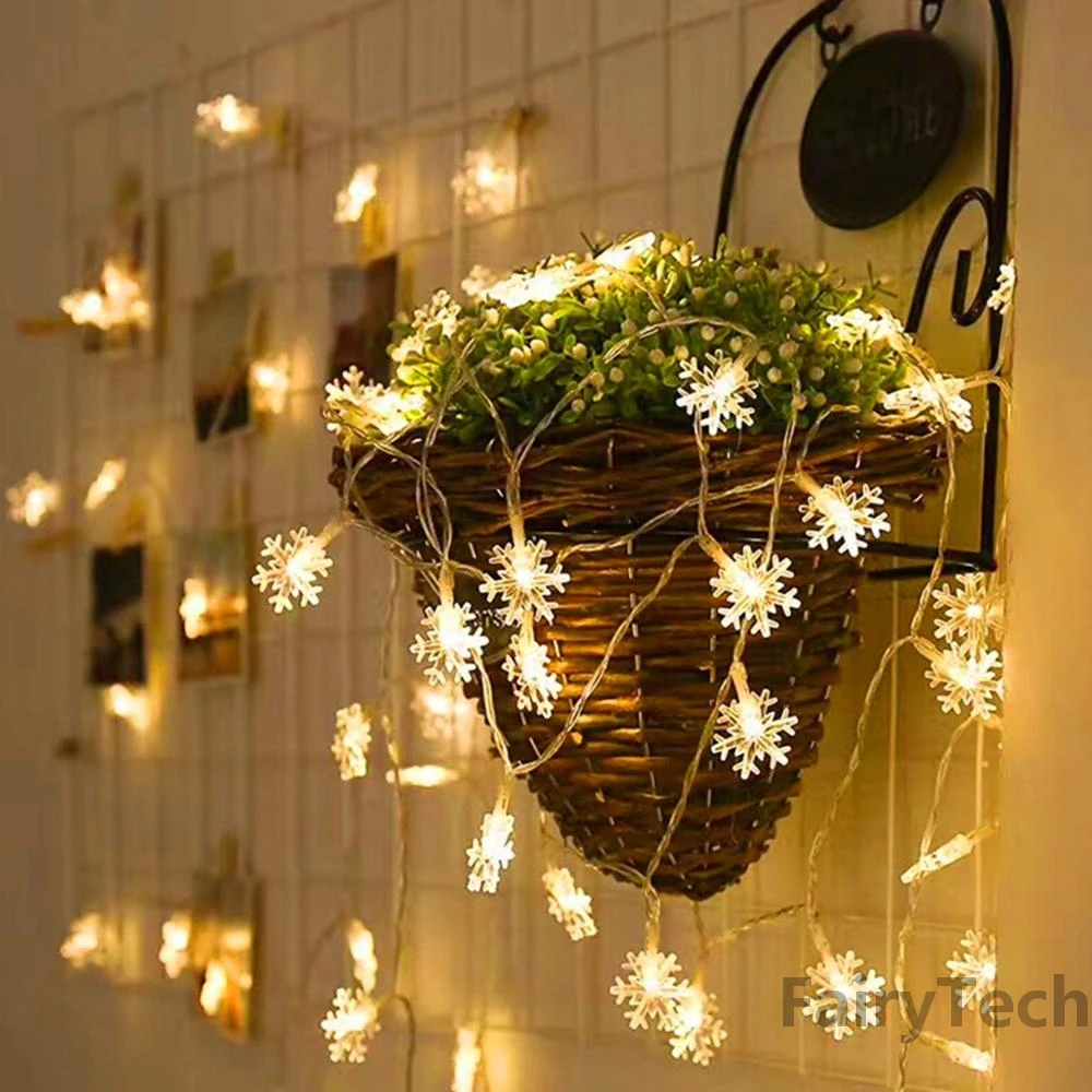 Snowflake LED String Fairy Light Garland Home Christmas Lights Wedding Decor Christmas Decor for Home Navidad Party Decoration