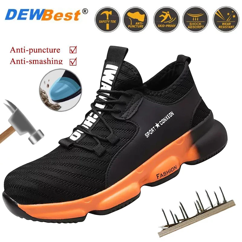 

Men's and women's lightweight comfortable wear-resistant safety shoes anti-smash steel head stabbing anti-slip work shoes