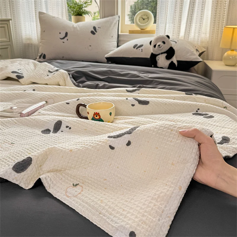 1pc Pure Cotton Summer Blanket Single/Queen Size Quilted Waffle Duvet Skin-friendly Comforter for Summer Bedspreads 여름이불