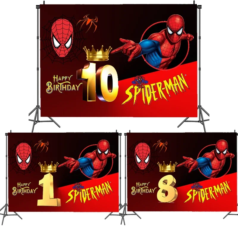 Marvels Spiderman Backdrop Party Decoration Spider Man Backgroud Birthday Baby Shower Cloth Supplies Kids Photography Back Drop