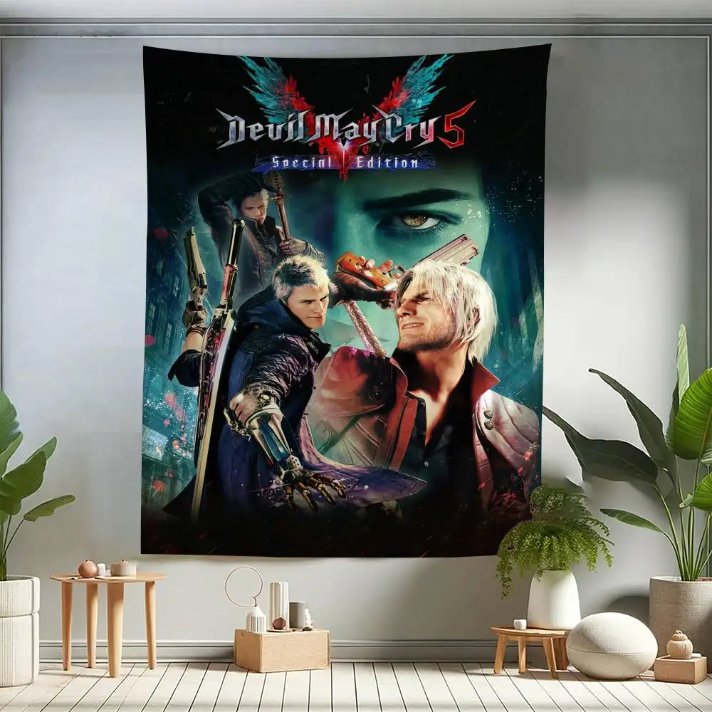 Action single-player games D-Devils May Cry Tapestry Art Printing Japanese Wall Tapestry Anime Wall Hanging Home Decor