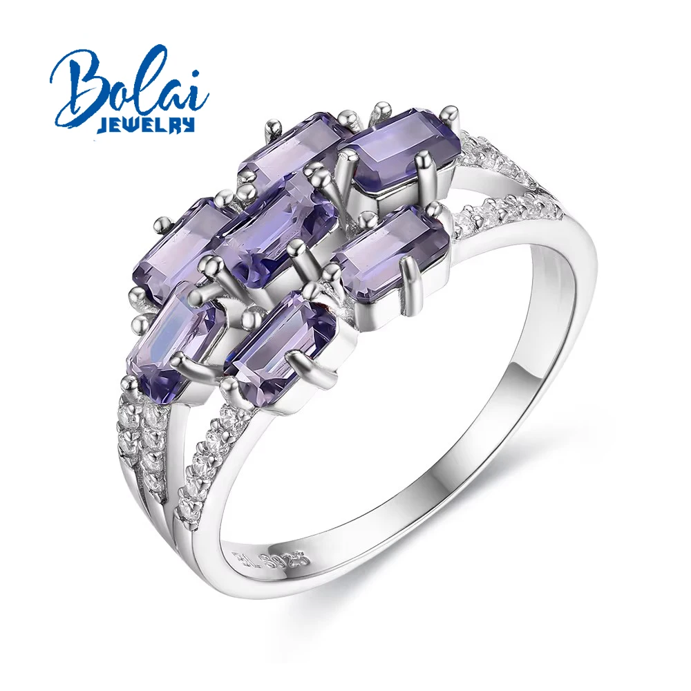 

Dark blue 2.5ct iolite gemstone Ring natural oct 3*5mm 7pcs fine jewelry 925 sterling silver unisex jewelry as nice gift