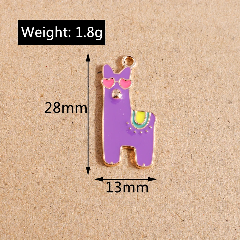 10pcs 28x13mm Enamel Animal Alpaca Charms Pendants for Jewelry Making Necklace Earrings DIY Bracelet Accessories Findings