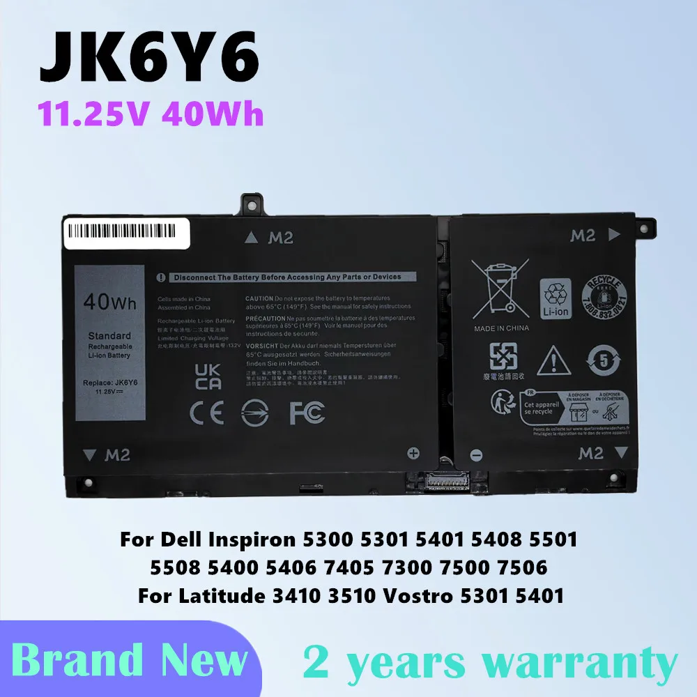 

JK6Y6 Battery For Dell Latitude 3410 3510 for Vostro 5300 5301 5401 5402 5501 5502 Inspiron 5300 5301 5401 5402 5408 5409 5501
