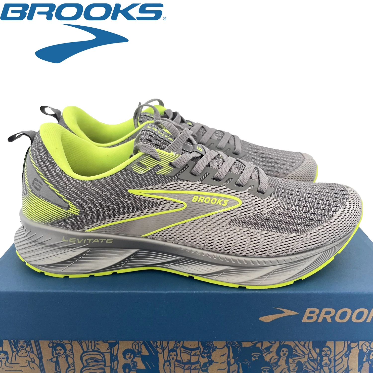 BROOKS Sneakers Levitate 6 Men Running Shoes Cushioned Stretch Breathable Outdoor Training Sneakers Men Jogging Tennis Shoes